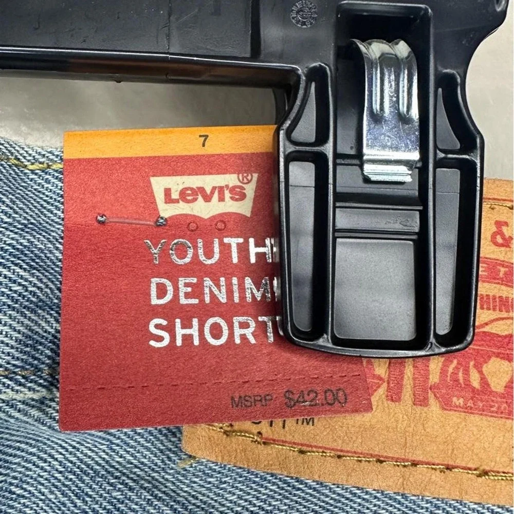 Levis 511 Slim Fit Youth Denim Shorts Light Wash Blue Distressed Size 7 Reg
